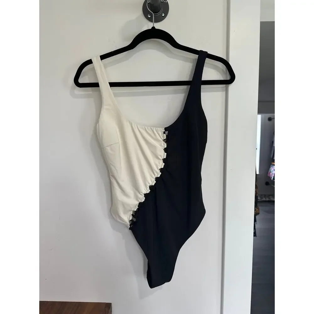 L*Space Solstice Bitsy Cutout Colorblocl One Piece Bathing Suit Size M - Picture 2 of 5